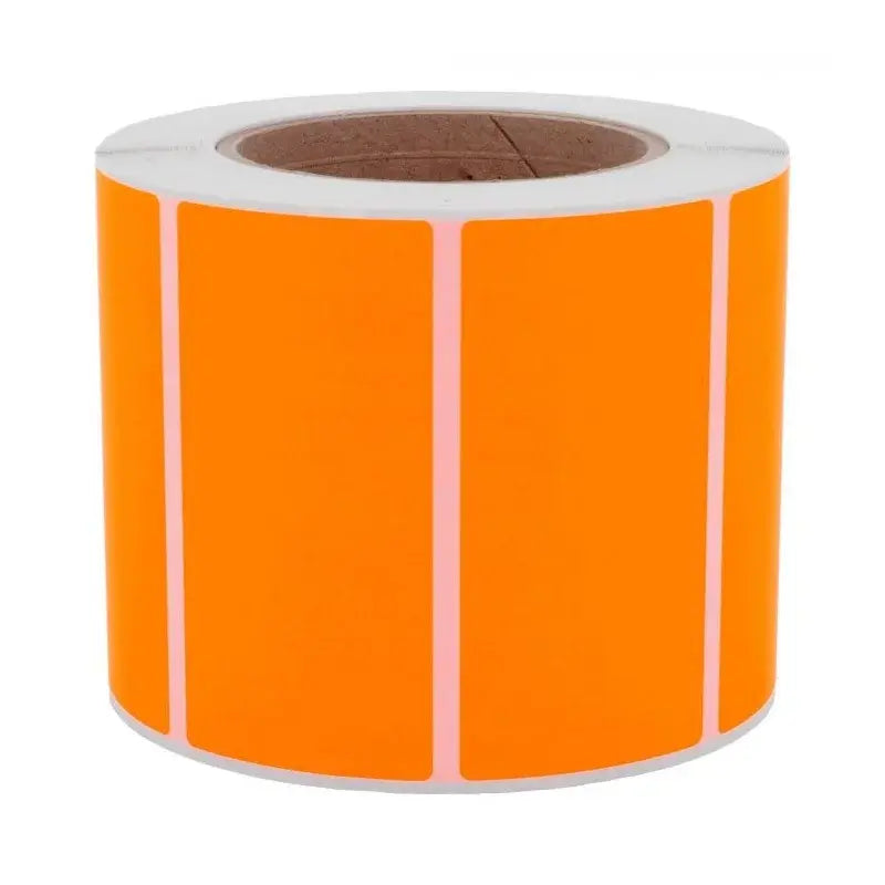 1 000 étiquettes 100 x 50 mm - Papier ORANGE FLUO Permanent - Mandrin Ø76mm.