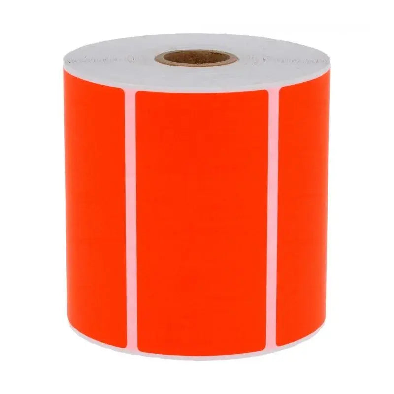 1 000 étiquettes 100 x 50 mm - Papier Velin ROUGE FLUO Permanent - Mandrin Ø25mm.