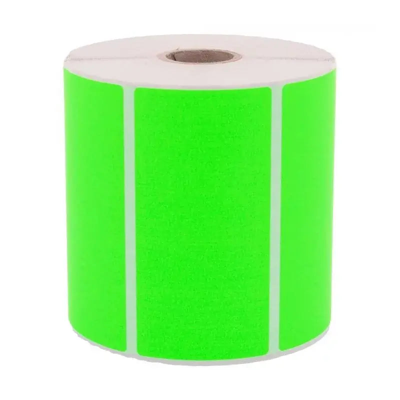1 000 étiquettes 100 x 50 mm - Papier Velin VERT FLUO Permanent - Mandrin Ø25mm.