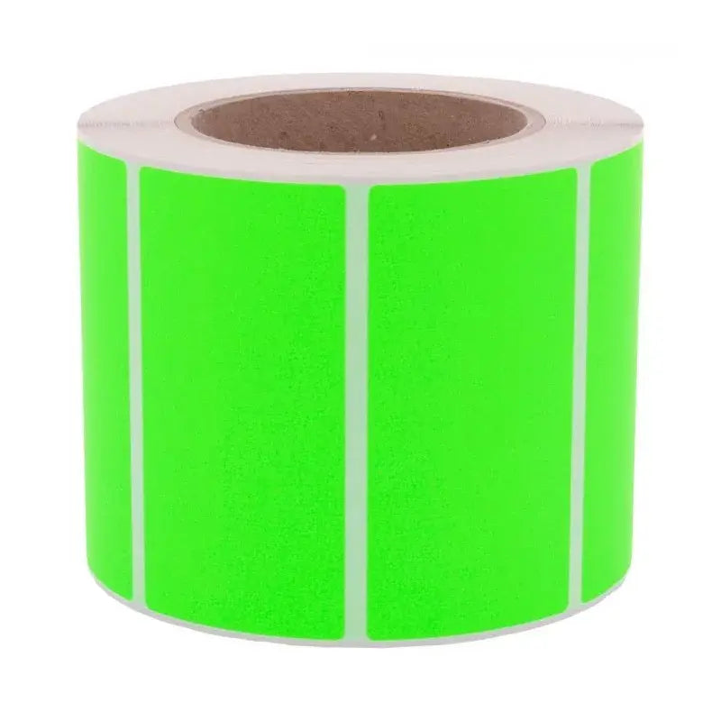 1 000 étiquettes 100 x 50 mm - Papier VERT FLUO Permanent - Mandrin Ø76mm.