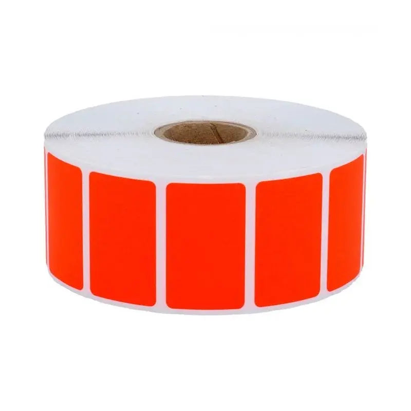 2 000 Étiquettes 38 x 23 mm - Papier Velin ROUGE FLUO Permanent - Mandrin Ø25mm.