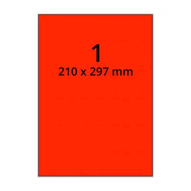 100 planches étiquettes A4 papier ROUGE FLUO - 210 x 297mm EtiquettesPro