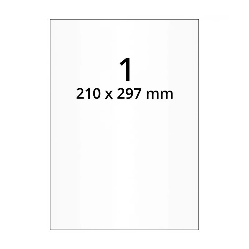 20x (100 planches étiquettes A4 papier blanc laser - 210 x 297mm)