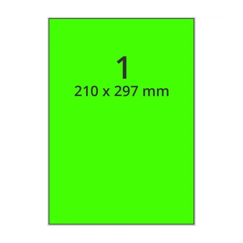 500 planches étiquettes A4 papier VERT FLUO - 210 x 297mm EtiquettesPro