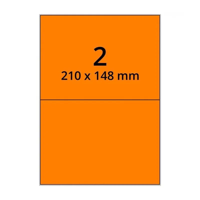 500 planches étiquettes A4 papier ORANGE FLUO - 210 x 148mm EtiquettesPro