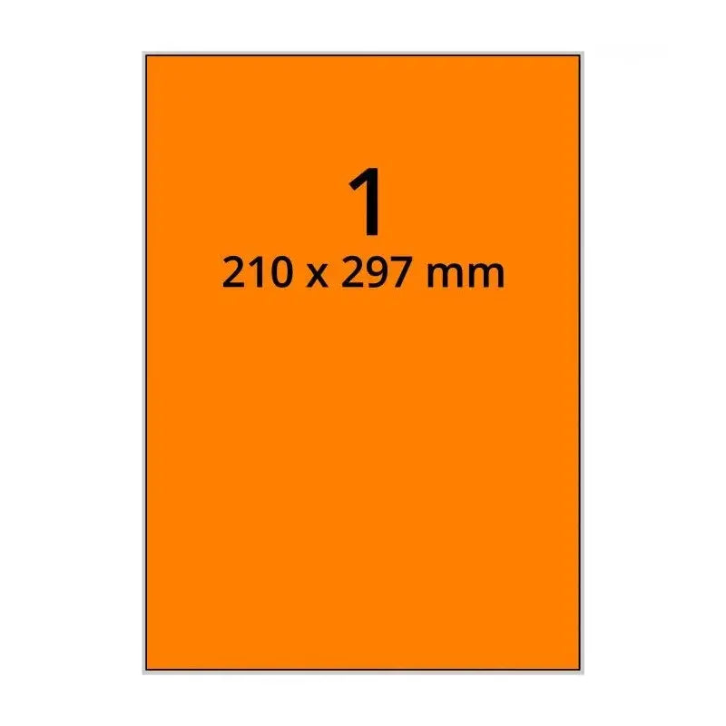 500 planches étiquettes A4 papier ORANGE FLUO - 210 x 297mm EtiquettesPro