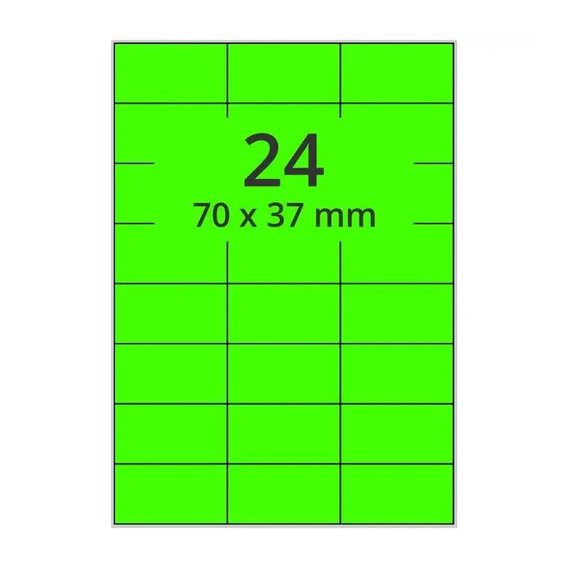100 planches étiquettes A4 papier VERT FLUO - 70 x 37mm Etiquettes𝙋𝙧𝙤