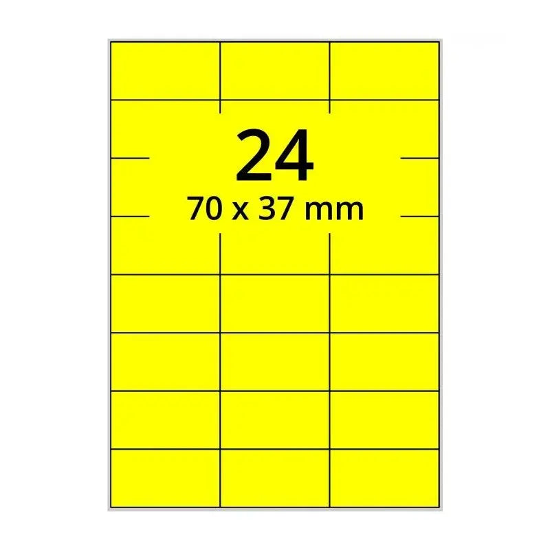 100 planches étiquettes A4 papier JAUNE FLUO - 70 x 37mm Etiquettes𝙋𝙧𝙤