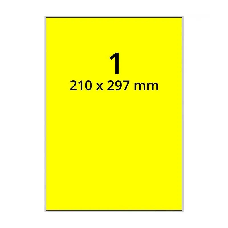 100 planches étiquettes A4 papier JAUNE FLUO - 210 x 297mm EtiquettesPro