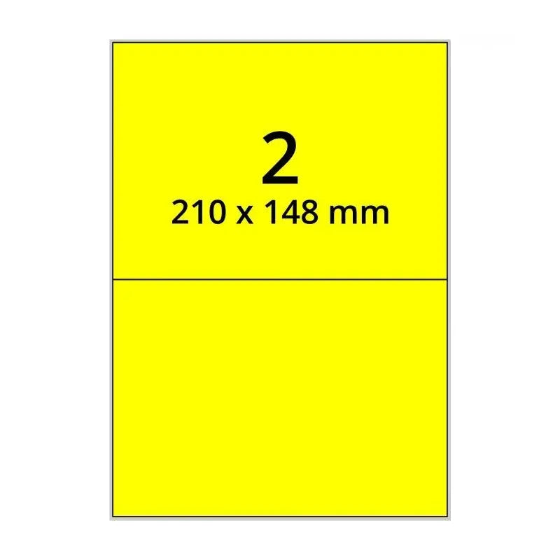 100 planches étiquettes A4 papier JAUNE FLUO - 210 x 148mm Etiquettes𝙋𝙧𝙤