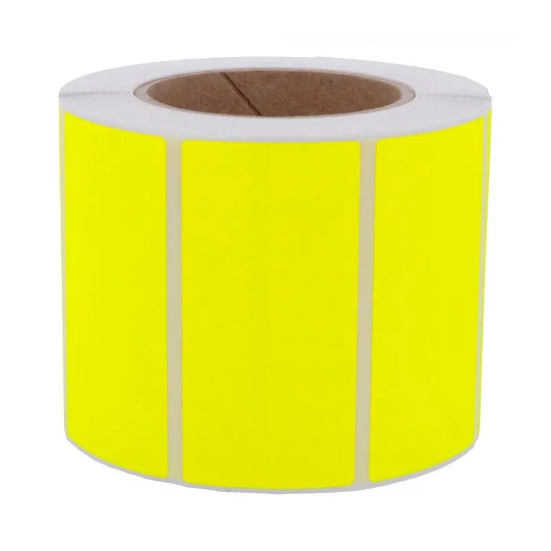 1 000 Étiquettes 100 x 50 mm - Papier JAUNE FLUO Permanent - Mandrin Ø76mm.