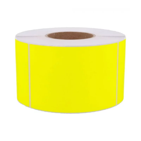 1 000 Étiquettes 100 x 150 mm - Papier JAUNE FLUO Permanent - Mandrin Ø76mm.