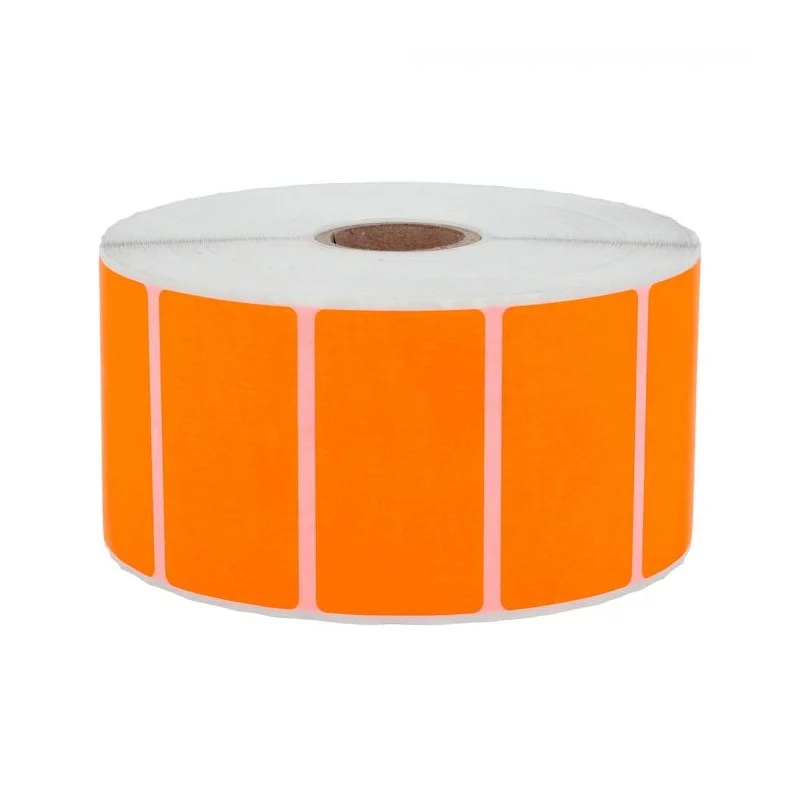 1500 étiquettes 57 x 32 mm - Papier Thermique ORANGE - Mandrin Ø25mm