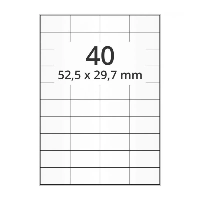 500 planches étiquettes A4 papier blanc amovible - 52,5 x 29,7mm