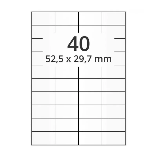 500 planches étiquettes A4 papier blanc amovible - 52,5 x 29,7mm