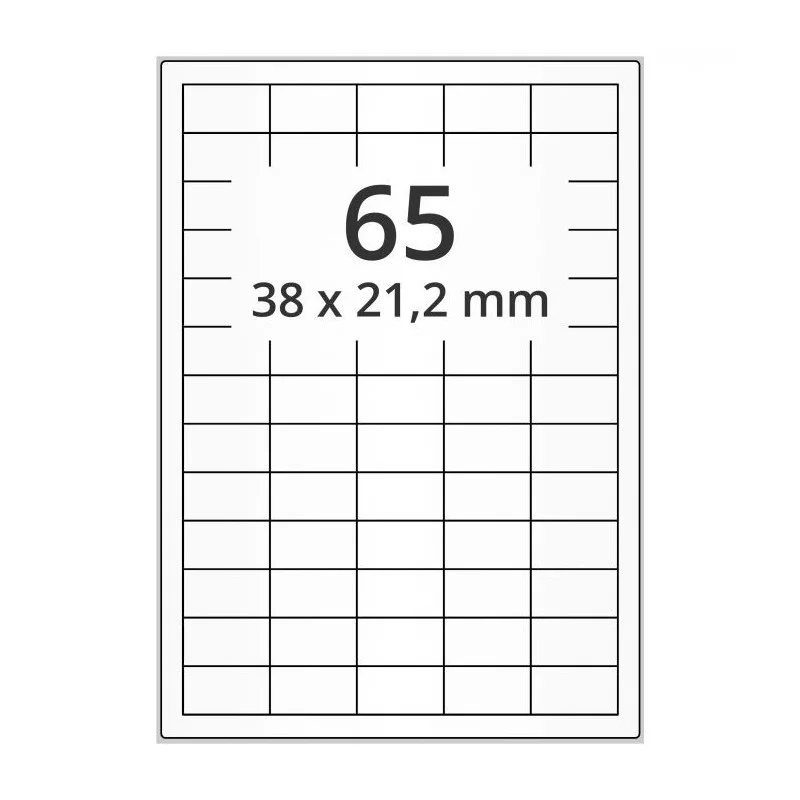 500 planches étiquettes A4 papier blanc amovible - 38 x 21,2mm