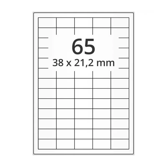 500 planches étiquettes A4 papier blanc amovible - 38 x 21,2mm