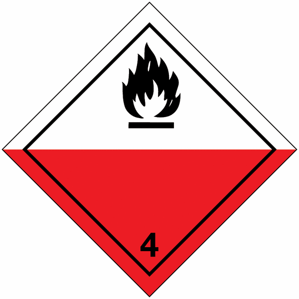 100 Étiquettes de signalisation de transport international "Spontanément inflammable"