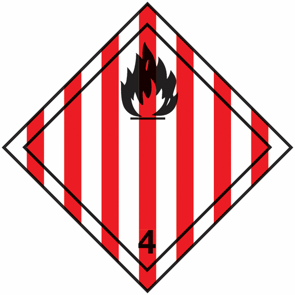 100 Étiquettes  de signalisation de transport international "Solide inflammable"