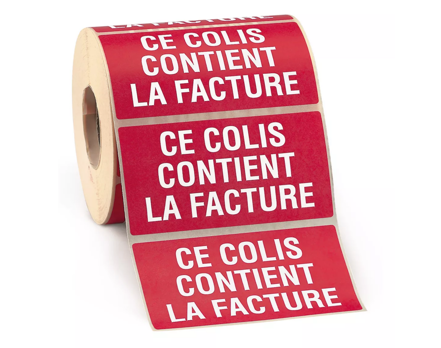 500 étiquettes d'expédition "Ce colis contient la facture" - 115x60mm  ø mandrin 40 mm